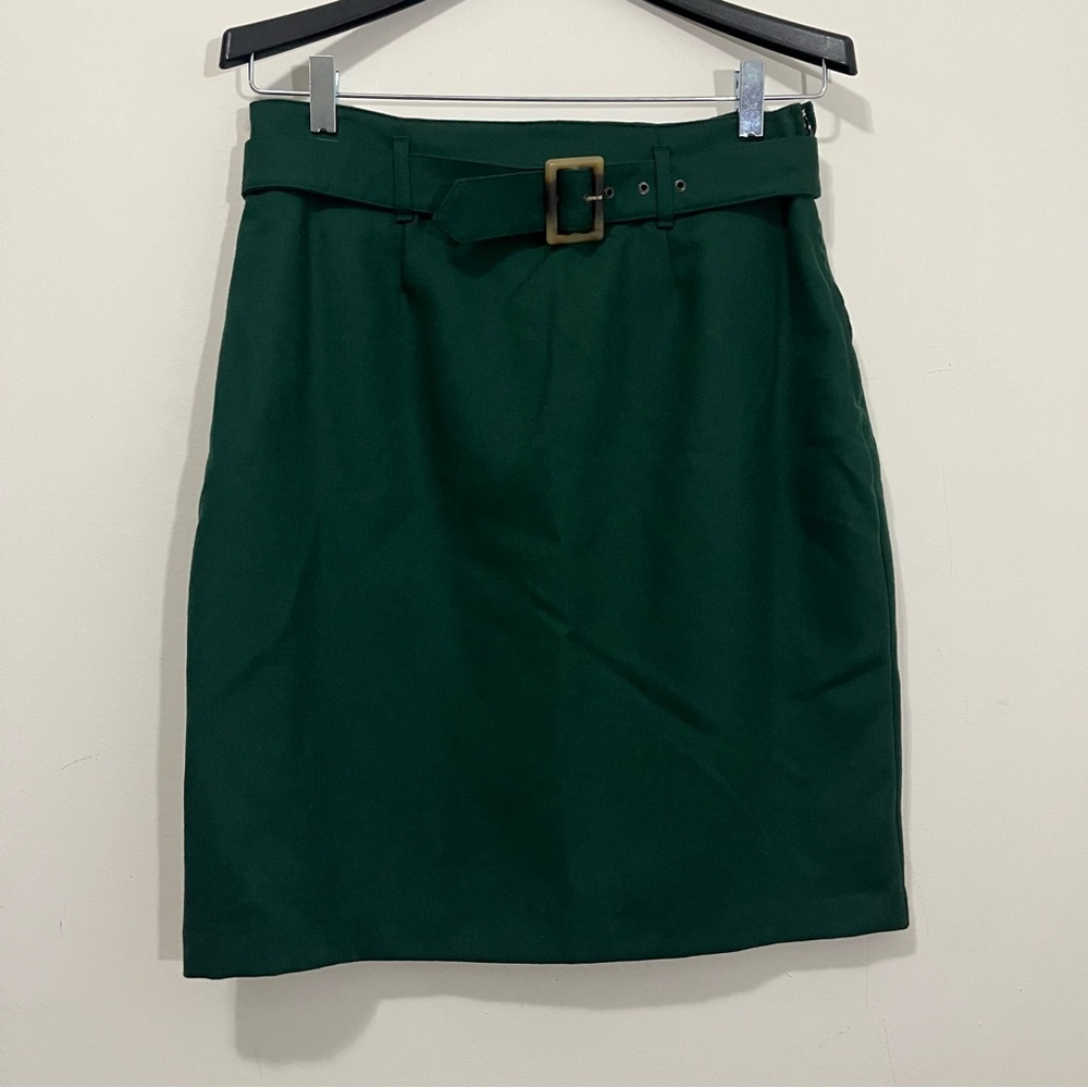 Vtg United Colors Of Benetton 100% Wool Skirt 46 US M Preppy Belted Old Money